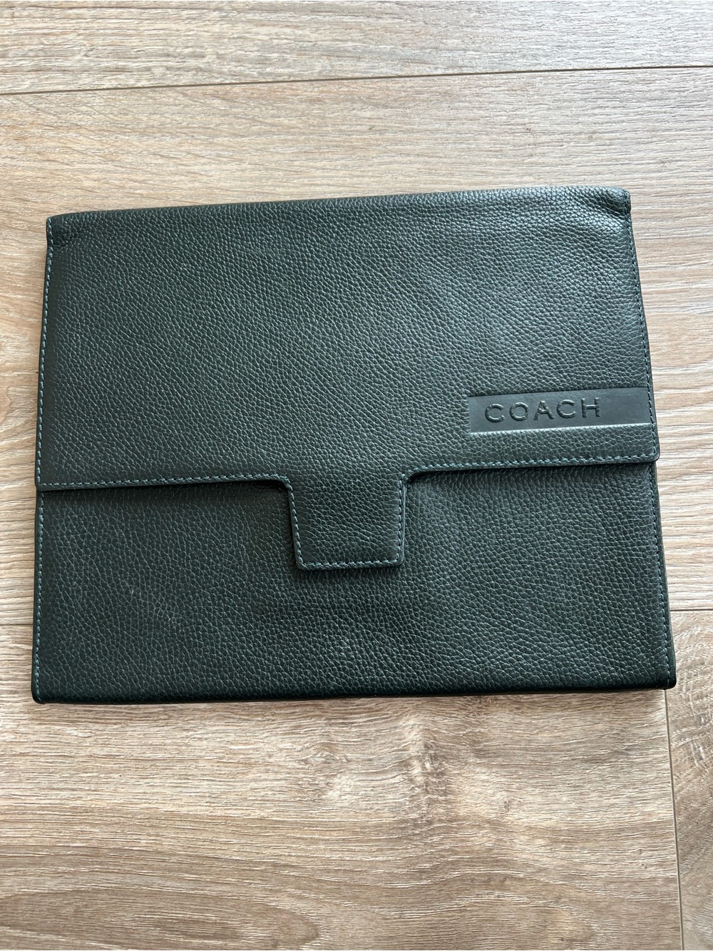 Coach dark green Pebbled Leather Folio